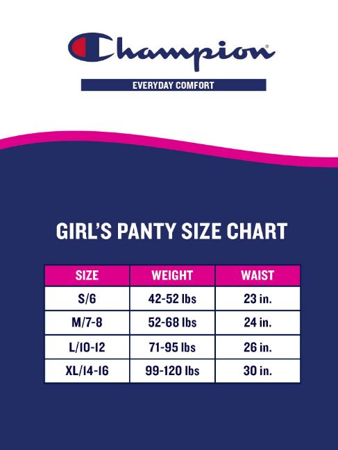 Paquete de calzones multicolor talla M para niña marca Champion