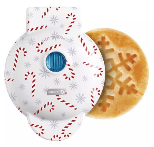 Mini máquina para hacer waffles con estampado de copos de nieve marca Dash