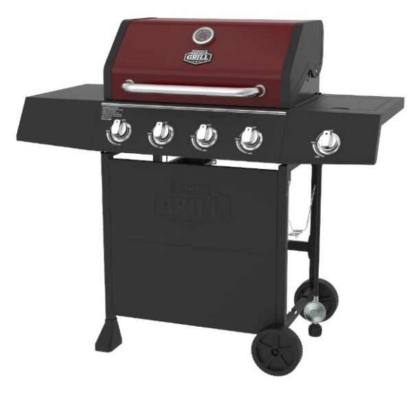 Parrilla asador de Gas propano de 4 Quemadores con Quemador Lateral color rojo marca Expert Grill