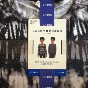 Alternative view of Paquete de 2 Camisetas de manga larga para niñas Talla XS, color negro y gris -Lucky Brand