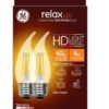 2 Bombillas LED con acabado transparente decorativo de 40 W marca GE