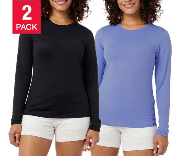 Paquete de 2 camisetas termicas de manga larga para mujer, Talla S -32 degrees cool