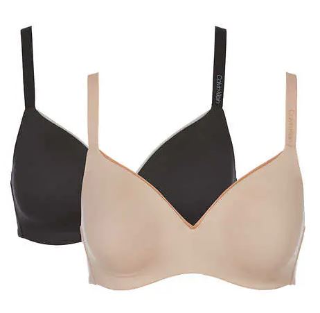 Paquete de 2 brasieres sin aros talla XL marca Calvin Klein