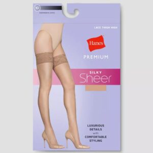 Alternative view of Medias hasta el muslo transparentes Hanes Premium para mujer, talla mediana.