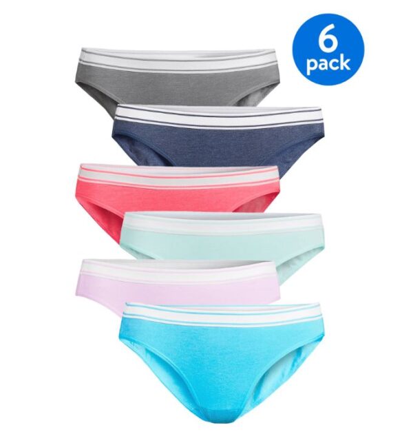 Paquete de 6 calzones tipo bikini para dama, Talla S/CH -Secret Treasures