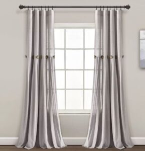 2 Paneles de cortina de ventana con botón y filtro de luz, Gris claro -Lush Decor