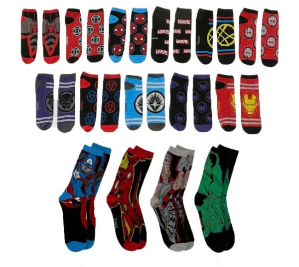 Paquete de 15 pares de calcetines para caballero talla 6-12 marca Marvel Avengers