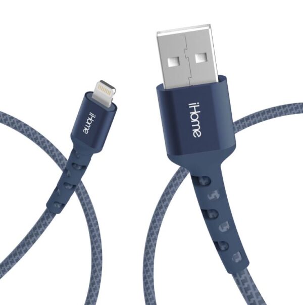 Cable trenzado Lightning USB, iPhone, azul marino -iHome