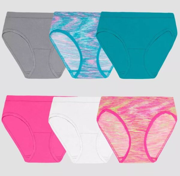 Paquete de 6 calzones tipo hipster para niñas, Talla 14/16 - Fruit of the Loom