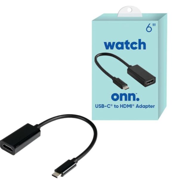 Adaptador USB-C a HDMI de 6", negro -onn.