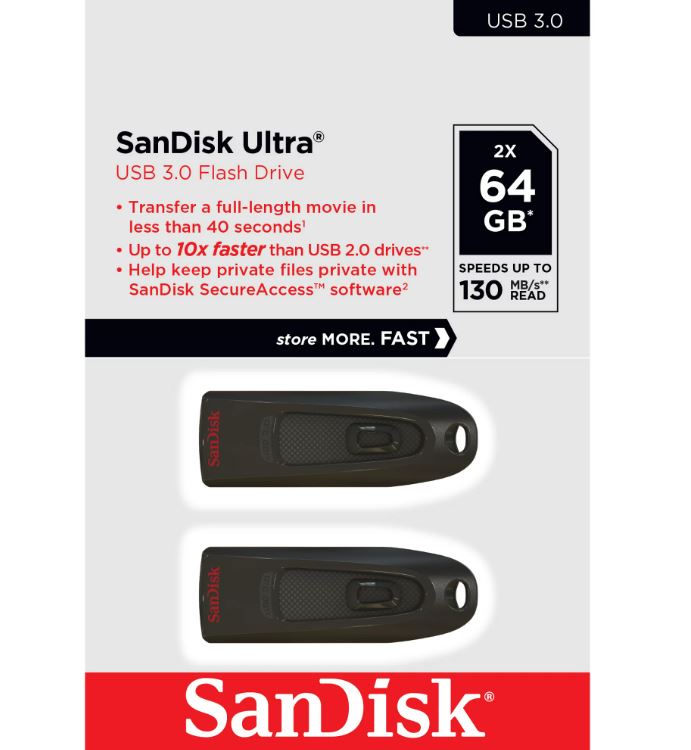 Paquete de 2 memorias USB 3.0 de 64 GB -SanDisk Ultra - Imagen 2