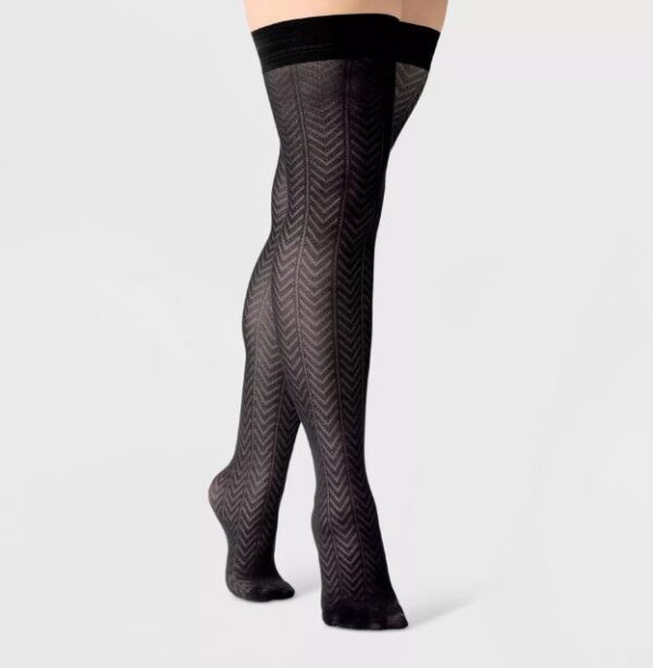 Medias hasta el muslo a rayas en espiga para mujer, Talla S/M - A New Day™