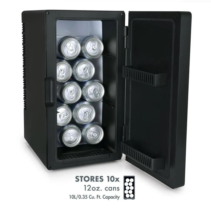 Mini refrigerador de bebidas con luces LED, negro - Personal Chiller - Imagen 3