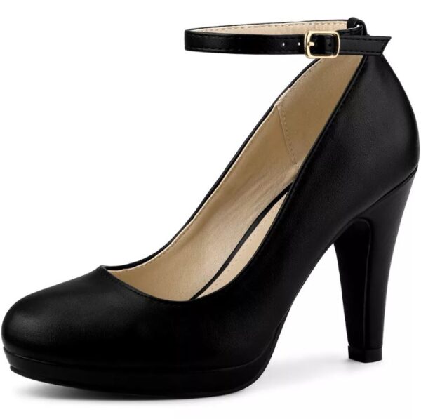 Zapatillas de punta redonda y tacón de aguja, Talla 6.5 USA/Negro marca Perphy Women's