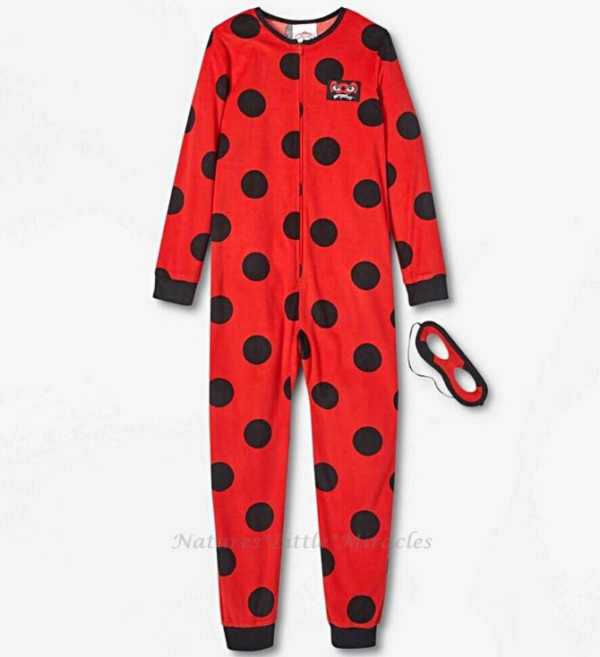 Pijama Overol con cremallera y antifaz para niñas de Miraculous Ladybug, Talla XS