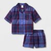 Conjunto de pijama de franela a cuadros para niña, Talla L/Púrpura - art class™