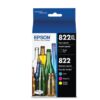 4 Cartuchos de tinta EPSON 822/XL, color negro, cyan, magenta y amarillo