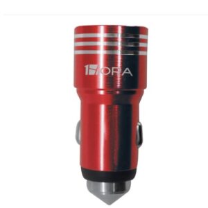 Alternative view of Cargador para auto de 2 puertos USB, Rojo -1Hora