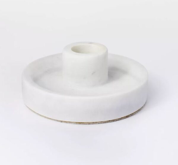 Portavelas cónico de piedra de mármol de 1.5" x 4" blanco - Threshold™
