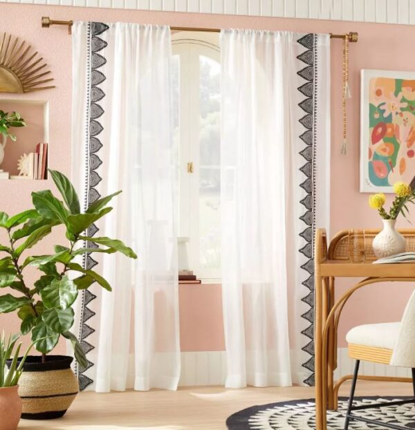 Par de paneles de cortina de ventana con borde de diamante y filtrado de luz - Opalhouse™