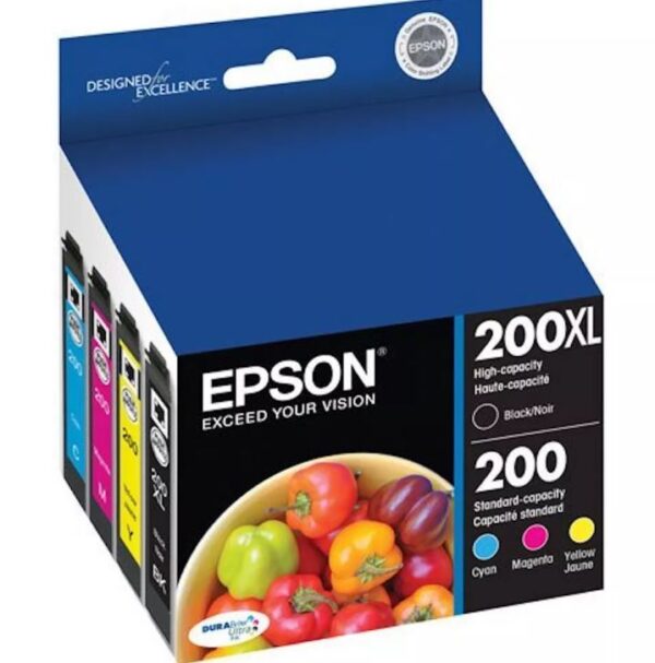 4 Cartuchos de tinta Epson 200 color negro, amarillo, magenta, cian