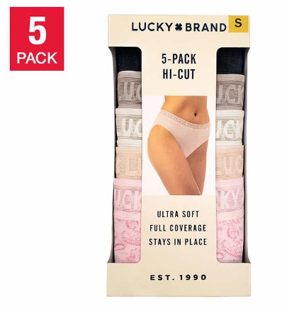 Calzones para dama de Corte Alto 5Pza- Talla S Marca- Lucky Brand