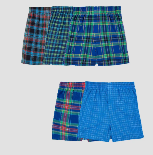 Paquete de 5 Calzoncillos para niño Talla L, Diseño de cuadros - Fruit of the Loom
