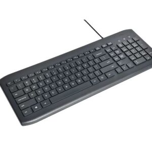 Alternative view of Teclado de cable USB para computadora compatible con Windows y Mac, gris - onn.