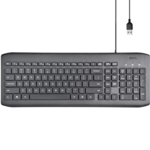 Teclado de cable USB para computadora compatible con Windows y Mac, gris - onn.
