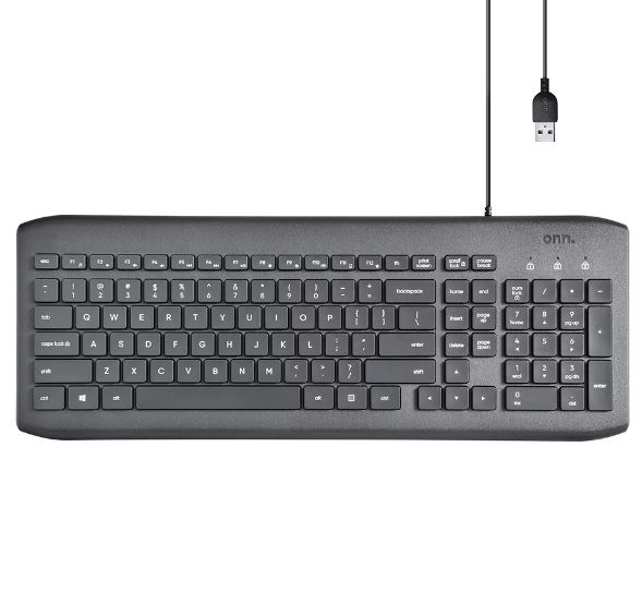 Teclado de cable USB para computadora compatible con Windows y Mac, gris - onn.