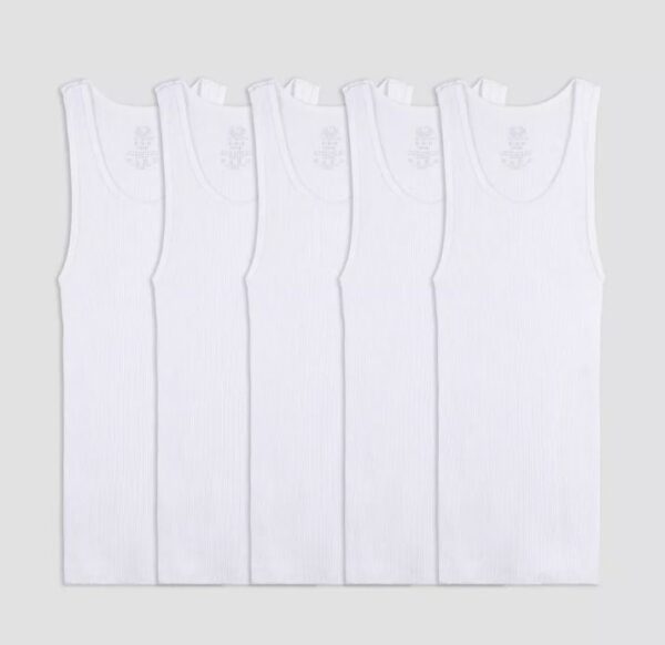 Paquete de 5 camisetas de interior sin mangas para niño Talla XL, Blanco - Fruit of the Loom