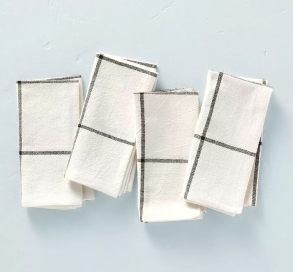 Juego de 4 servilletas tejidas de mesa, Crema/Gris - Hearth & Hand