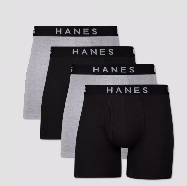 Paquete de 4 Boxer para hombre, Talla S (Negro/Gris) - Hanes Premium