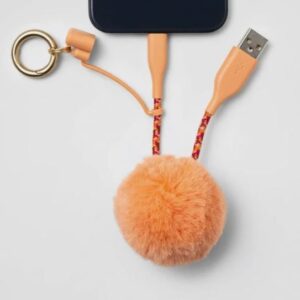 Alternative view of Cable Lightning para llavero con pompom, rosa coral -heyday