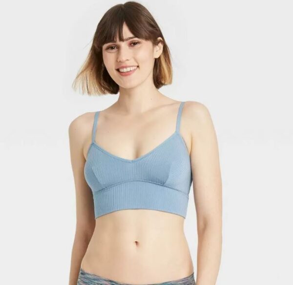 Bra brami acanalado para mujer Talla S, Azul - Auden