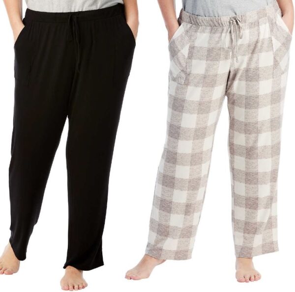 2 Pantalones de pijama de pierna recta para mujer Talla XL, Negro/cuadros - Lucky Brand