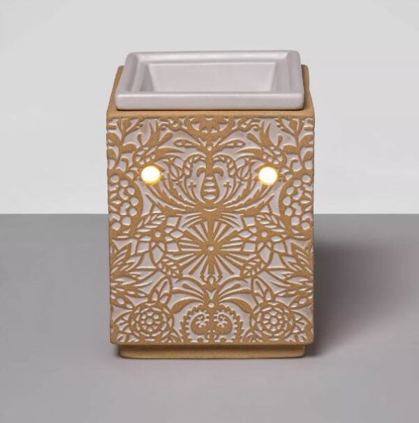 Calentador de cera con diseño en relieve de gres de 3,94" x 3,94", marrón - Opalhouse™