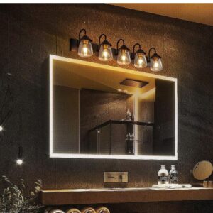 Alternative view of Lámpara de tocador de baño de 5 luces, Negro - mfxmf