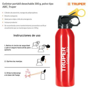Alternative view of Extintor portátil desechable 300 g, polvo tipo ABC - Truper