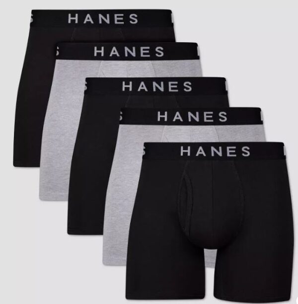 Paquete de 5 bóxer para hombre Talla M, Negro/Gris - Hanes Premium
