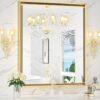 Espejo de pared rectangular para baño de 24" x 36", dorado - Vosuja