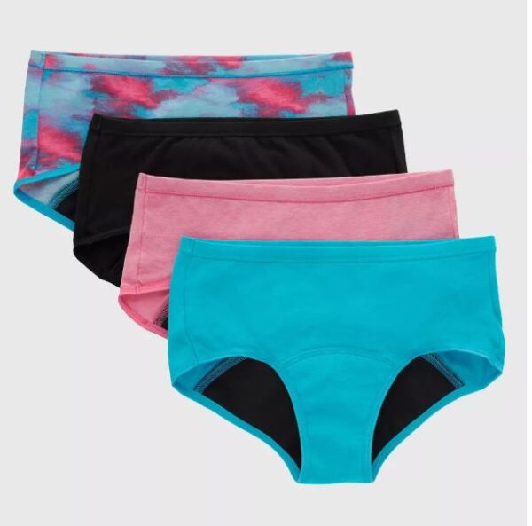 Paquete de 4 calzoncillos Boyshorts de periodo para niñas grandes, Talla 12 - Hanes