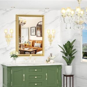 Alternative view of Espejo de pared rectangular para baño de 24" x 36", dorado - Vosuja