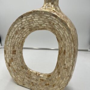 Jarron hueco de mosaico decorativo de 15", Dorado