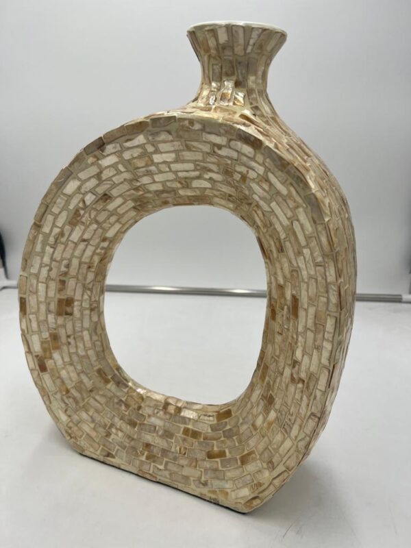 Jarron hueco de mosaico decorativo de 15", Dorado