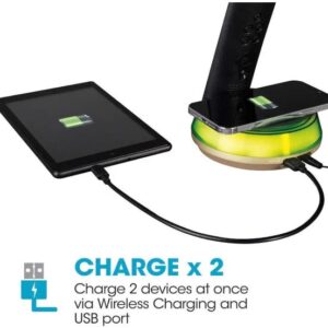 Alternative view of Lámpara de carga inalámbrica con reloj, Blanco - Ottlite