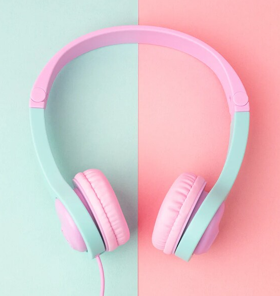 Auriculares plegables con cable para niños JBuddies Gen 2 - Rosa/Verde
