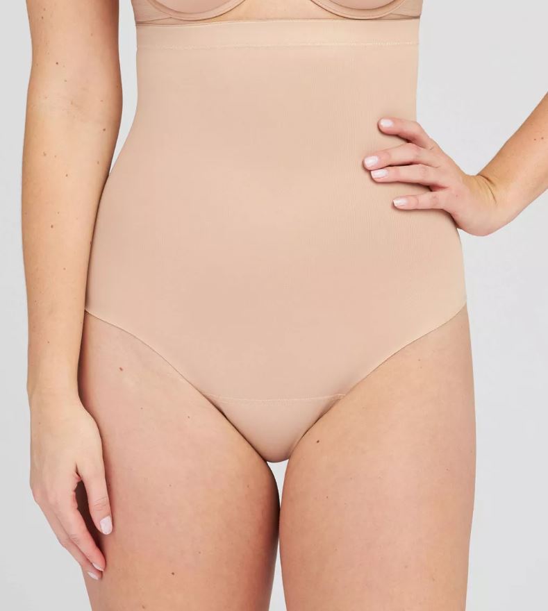 Calz n de cintura alta tipo faja color beige para dama talla L