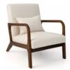 Silla color Beige con estructura de madera de caucho - Costway