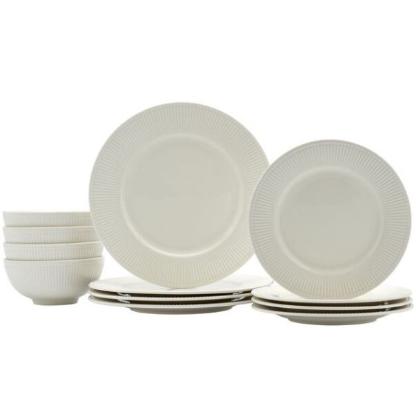 Juego de vajilla blanca de porcelana 12 piezas - Tabletops Gallery